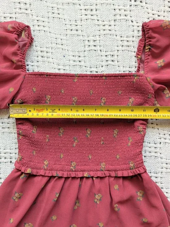 Aritzia Wilfred - Tempest Mini Dress Rosy Red/ Maplewood Size 2XS - Picture 7 of 11